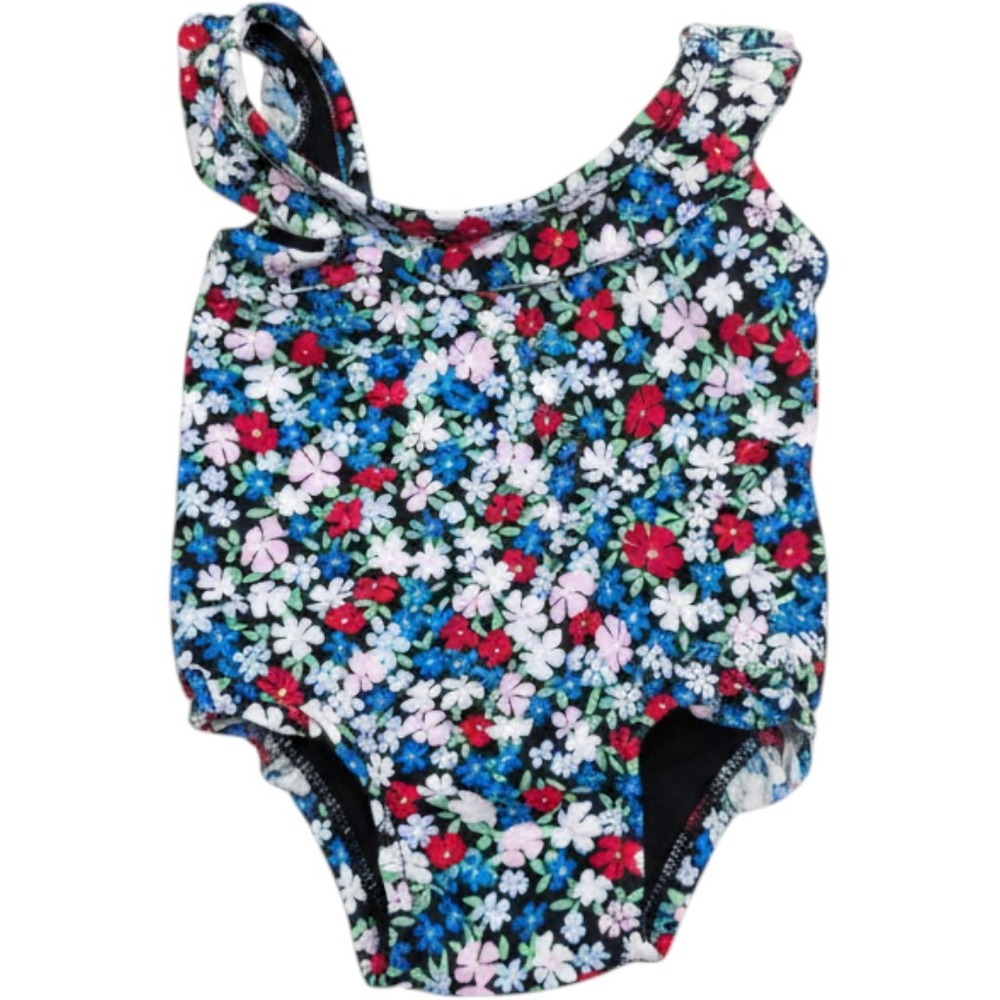 Old Navy Baby Girl Multi Ditsy Floral One Piece Swimsuit 0-3M Ruffle 451461 S1